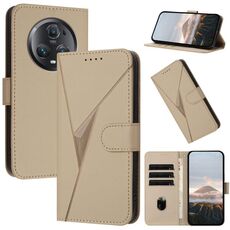 Custodia per telefono in pelle con fibbia a motivo triangolare per Honor Magic5 Pro (oro)