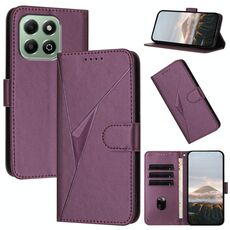 Per Honor X6a / X6b Custodia per telefono in pelle con fibbia a forma di triangolo globale (viola scuro)