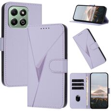 Per Honor X6a / X6b Custodia per telefono in pelle con fibbia a forma di triangolo globale (viola chiaro)