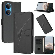 Per Honor X7 4G / Play 30 Plus Custodia in pelle con fibbia a motivo triangolare (nero)