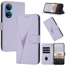 Per Honor X7 4G / Play 30 Plus Custodia in pelle con fibbia a motivo triangolare (viola chiaro)