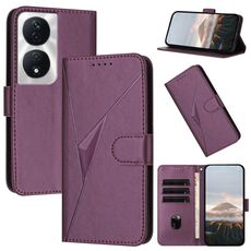 Per Honor X7b 5G Custodia in pelle con fibbia a motivo triangolare (viola scuro)