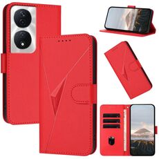 Per Honor X7b 5G Custodia per telefono in pelle con fibbia a motivo triangolare (rosso)