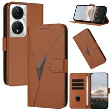 Per Honor X7b 5G Custodia in pelle con fibbia a motivo triangolare (marrone)