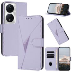 Per Honor X7b 5G Custodia in pelle con fibbia a motivo triangolare (viola chiaro)