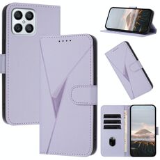 Per Honor X8 4G / Play6T Pro / X30i Custodia in pelle con fibbia a motivo triangolare (viola chiaro)