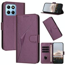 Per Honor X8 5G Custodia per telefono in pelle con fibbia a motivo triangolare (viola scuro)