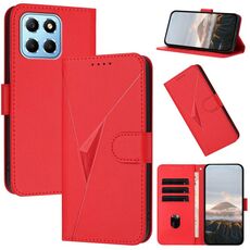 Per Honor X8 5G Custodia per telefono in pelle con fibbia a motivo triangolare (rosso)