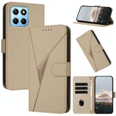 Per Honor X8 5G Custodia per telefono in pelle con fibbia a motivo triangolare (oro)