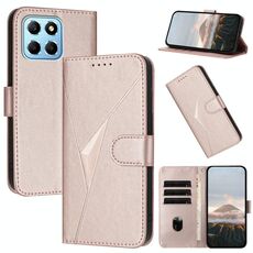 Per Honor X8 5G Custodia in pelle con fibbia a motivo triangolare (oro rosa)