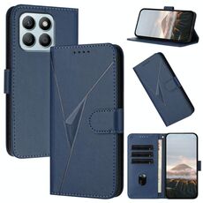 Custodia per telefono in pelle con fibbia a motivo triangolare per Honor X8b (blu reale)