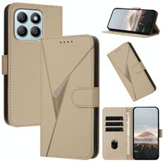 Custodia per telefono in pelle con fibbia a triangolo per Honor X8b (oro)