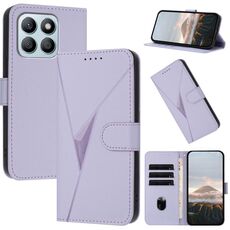 Custodia per telefono in pelle con fibbia a triangolo per Honor X8b (viola chiaro)