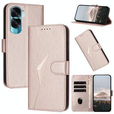 Per Honor X50i / Honor 90 Lite Custodia in pelle con fibbia a motivo triangolare (oro rosa)