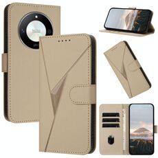 Per Honor X50 / Honor X9b Custodia per telefono in pelle con fibbia a motivo triangolare (oro)