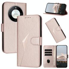 Per Honor X50 / Honor X9b Custodia per telefono in pelle con fibbia a motivo triangolare (oro rosa)