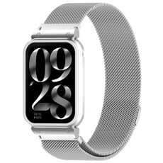 Per Xiaomi Smart Band 9 Pro Metal Frame Integrato Milan Cinturino in Acciaio Inossidabile Magnetico (Argento)