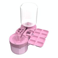 Lavapennelli con pulisci-scarico e supporto, 8 pozzetti per tavolozza (rosa)