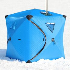 Tenda da pesca invernale calda antivento ispessita, tenda da campeggio, dimensioni: 1,45x1,45x1,6 m singola (azzurro cielo con porta camino)