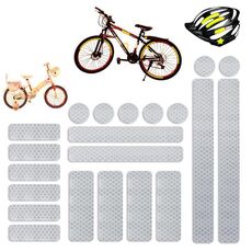 21 in 1 Adesivi riflettenti a nido d'ape con supporto per bici elettrica, strisce di avvertimento per segnali di sicurezza (bianchi)