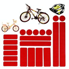 21 in 1 Adesivi riflettenti a nido d'ape con supporto per bici elettrica, strisce di avvertimento per segnali di sicurezza (rosso)