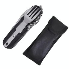 SY-FT008 7 in 1 multifunzionale campeggio all'aperto portatile pieghevole combinazione di stoviglie (nero)
