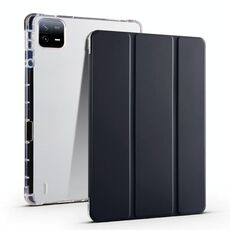 Per Xiaomi Pad 7 / 7 Pro Custodia per tablet in pelle intelligente TPU trasparente a 3 ante con slot per penna (nero)