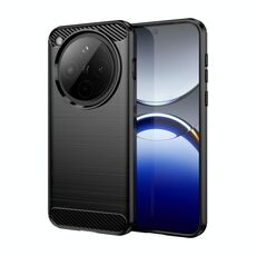 Per OPPO Find X8 Custodia per telefono in TPU con texture spazzolata in fibra di carbonio (nero)