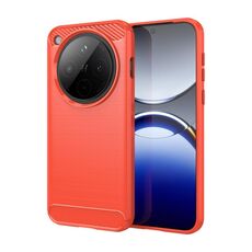 Per OPPO Find X8 Custodia per telefono in TPU con texture spazzolata in fibra di carbonio (rosso)