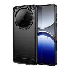 Per OPPO Find X8 Pro Custodia per telefono in TPU con texture spazzolata in fibra di carbonio (nero)