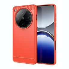 Per OPPO Find X8 Pro Custodia per telefono in TPU con texture spazzolata in fibra di carbonio (rosso)