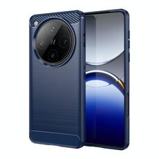 Per OPPO Find X8 Pro Custodia per telefono in TPU con texture spazzolata in fibra di carbonio (blu)