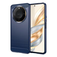 Custodia per telefono in TPU con texture spazzolata in fibra di carbonio per Honor X60 (blu)