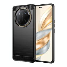 Per Honor X60 Pro Custodia per telefono in TPU con texture spazzolata in fibra di carbonio (nero)