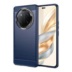 Per Honor X60 Pro Custodia per telefono in TPU con texture spazzolata in fibra di carbonio (blu)