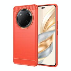 Custodia per telefono in TPU con texture spazzolata in fibra di carbonio per Honor X60 Pro (rosso)
