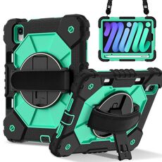 Per iPad mini 2024 / mini 6 Custodia per tablet PC ibrida in silicone con robot a contrasto (nero verde menta)