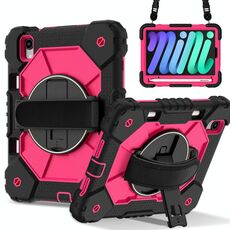 Per iPad mini 2024 / mini 6 Custodia per tablet PC ibrida in silicone con robot a colori contrastanti (nero rosa rosso)