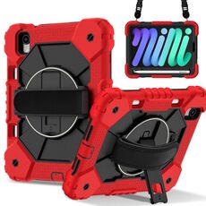 Per iPad mini 2024 / mini 6 Custodia per tablet PC ibrida in silicone con robot a colori contrastanti (rosso nero)