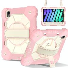 Per iPad mini 2024 / mini 6 Custodia per tablet PC ibrida in silicone con robot a colori contrastanti (oro rosa beige)
