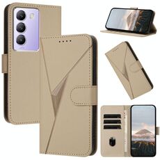 Per vivo Y100 5G IDN Custodia per telefono in pelle con fibbia a motivo triangolare (oro)