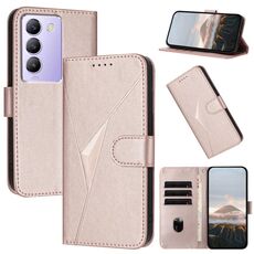 Per vivo Y100 5G IDN Custodia in pelle con fibbia a motivo triangolare (oro rosa)