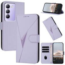 Per vivo Y100 5G IDN Custodia per telefono in pelle con fibbia a motivo triangolare (viola chiaro)