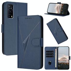 Per vivo Y72 5G Custodia in pelle con fibbia a motivo triangolare (blu reale)