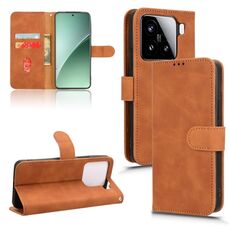 Per Xiaomi 15 Pro Custodia in pelle magnetica con chiusura magnetica (marrone)