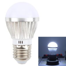 Lampadina a sfera LED E27 3W 300 lumen, tensione: DC 12V (luce bianca fredda)