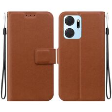 Per Honor X7a Custodia per telefono in pelle con fibbia magnetica ultra sottile (marrone)
