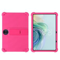 Per TCL TAB 11 Gen 2 Custodia protettiva antiurto in silicone per tablet con supporto (rosso rosa)