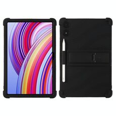 Per Xiaomi POCO Pad 5G Custodia protettiva antiurto in silicone per tablet con supporto (nero)