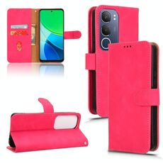 Per vivo Y19s 4G Custodia per telefono in pelle con chiusura magnetica Global Skin Feel (rosso rosa)
